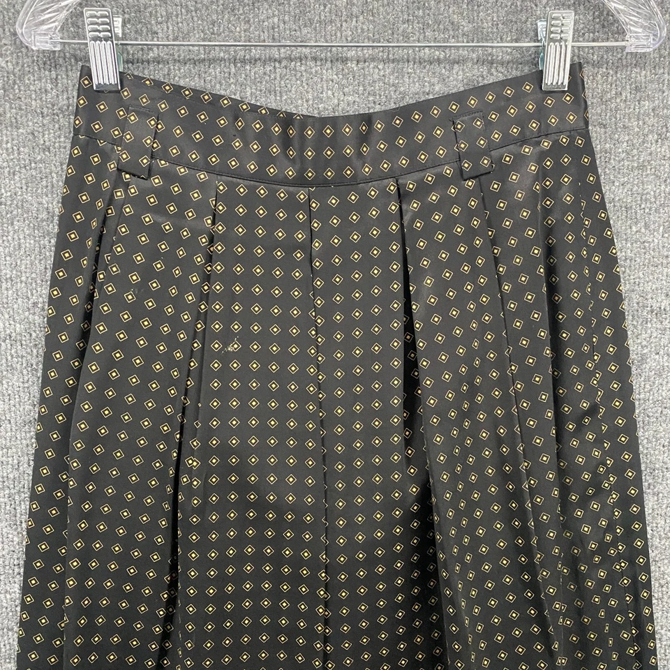 Falda Jones New York Petite de seda para mujer 10P negra estampado línea A modesta clásica Foto 2 de 4