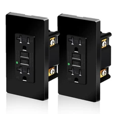 20A 125V GFCI Outlet Tamper Resistant TR Duplex Receptacle Wall Plate Black 2PCS