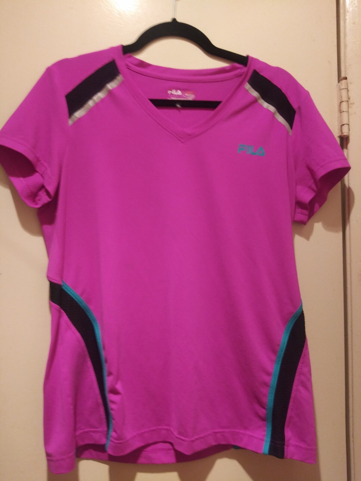 FILA SPORT blusa sportiva donna grande rosa caldo e nero