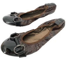 Tahari Gustave Women's Ballet Flats Captoe Shoes Snake Print Size 6 - 7 M