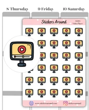 Video Player Icon Planner Stickers, Media Sticker, Calendar & Journal Sticker
