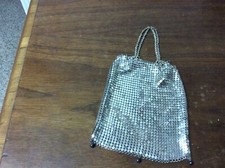 Vintage 1920 s Flapper Style Silver Mesh Beggar s Bag Drawstring Purse