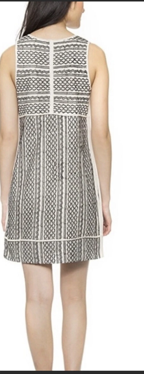 Madewell Women Small Ivory Tidal Wave Black embroidered shift dress II |  eBay
