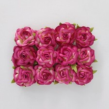 Fuchsia and Cream Paper Roses, Paper Flowers, Floral Crown DIY, Package of 12