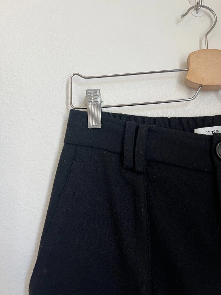 Pantalón cargo para mujer VINCE mezcla de lana cintura caída pierna ancha en negro talla US 0 Foto 2 de 4