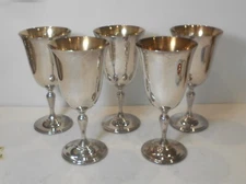 5 Reed & Barton Jamestown 1808 Water Goblets 6.5" Silverplate