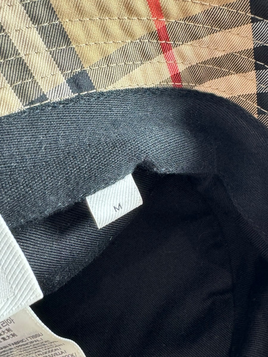 BURBERRY Beige Cotton Nova Check Unisex Bucket Hat Made in  display picture 3