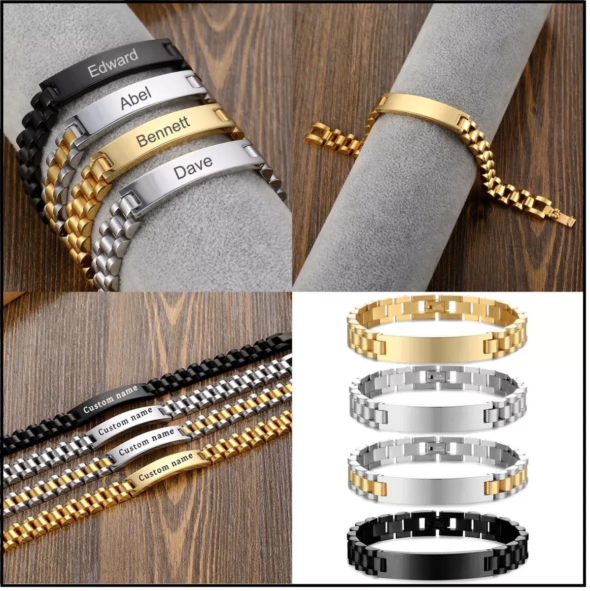 Mens custom name bracelet deals