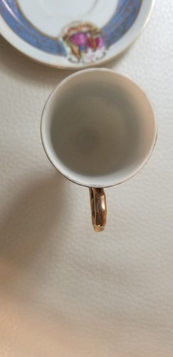 Vintage Porcelain Tall Footed DEMITASSE TEACUP & SAUCER Courting Couple fine - Picture 3 of 12