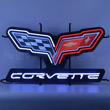 Neonetics 5CRVC6 Corvette C6 Flags Car Dealer Art 30" by 17" Neon Sign