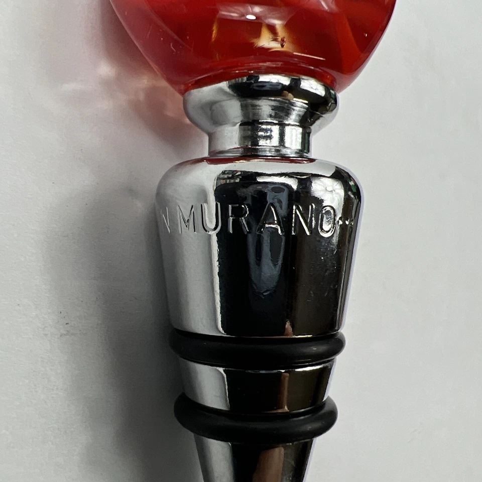 Tapón de botella de vidrio estilo Murano llama roja Capri. Hecho en Mutante. Foto 4 de 4