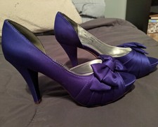 David's Bridal Purple Satin Pump with Bow