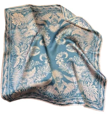 100% Silk 20" small Scarf Women neckerchief Wrap floral blue pink ZT141