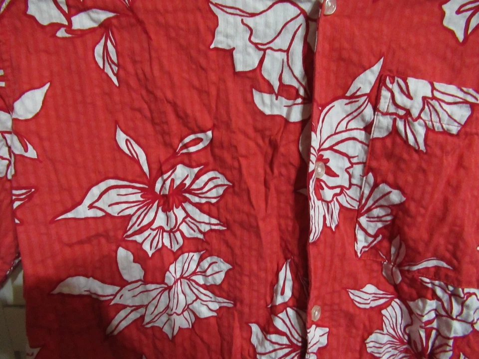 GAP Short Sleeve Floral Seersucker Button Down Shirt Mens Small Red White - Image 2 of 4