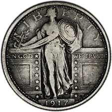 UNITED STATES coin Standing Liberty Quarter 1917 S variety I VF