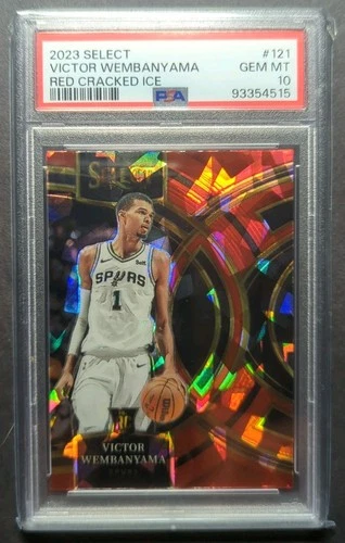 2023-24 Select Victor Wembanyama RC 121 Red Cracked Ice Prizm PSA 10 💎 Spurs