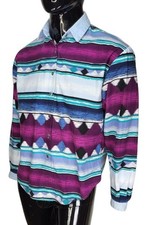 Vintage Roughrider by Circle T Western Cowboy Tribal Aztec LS Button-Down Large