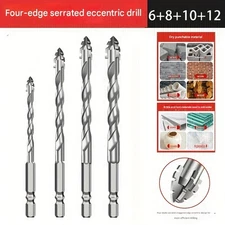 Tungsten Steel Drill Bit Set - Carbide-Coated, Hex Shank | Efficient Four-Blade