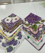 Vintage Ladies Hankies Lot Of 12 -- ALL ABOUT BEAUTIFUL VIOLETS