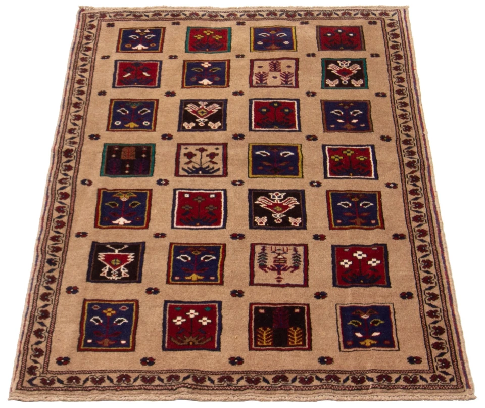 Alfombra tradicional de lana oriental de 3'0" x 4'9" vintage anudada a mano Foto 3 de 4