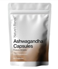 Natures Blends Ashwagandha 500mg 60 Capsules - Withania Somnifera Vegan UK Pack