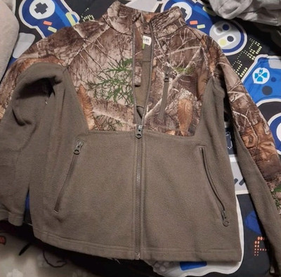 Magellan Camouflage Fleece Hunting Jacket Brown with Zippered Pockets size Small