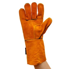SAFE HANDLER SH-HDS-752-AB Reinforced Welding Gloves,  Brown, OSFM,  PR