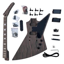 Unfinished DIY Electric Guitar Kits Zebrawood Bone Nuts T-o-m Set Neck Free Ship