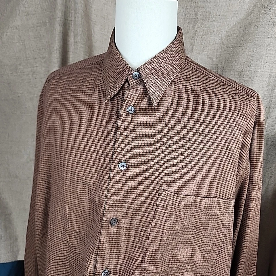 Camisa Ermenegildo Zegna Para Hombres Mezcla de Lana Algodón Manga Larga Con Botones Marrón XL Foto 2 de 4
