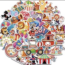 50x Zirkus Sticker Clown Tiere Aufkleber Kindergeburtstag Party Circus Carnival