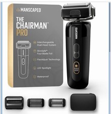 MANSCAPED: The Chairman PRO Men  s Electric Foil Shaver, 2 Interchangeable Heads