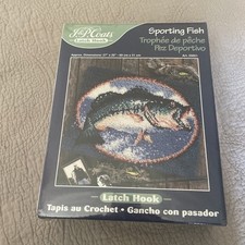 JP Coats Latch Hook Kit Sporting Fish 25051 New Sealed 27  x20  Vintage 2000