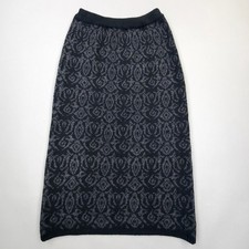 Vtg 80s 90s RUSS Womens Black Geometric Wool Blend Funky Sweater Midi Skirt Sz S