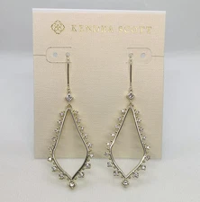 New Kendra Scott Bea Drop Earrings in Gold with Cubic Zirconia
