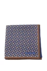 Ermenegildo Zegna Mens Geometric Printed Silk Pocket Square Navy Brown 13"x13"