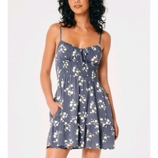 Hollister Blue Baby Doll Milkmaid Floral Coquette Mini Dress Jrs Small Cottage