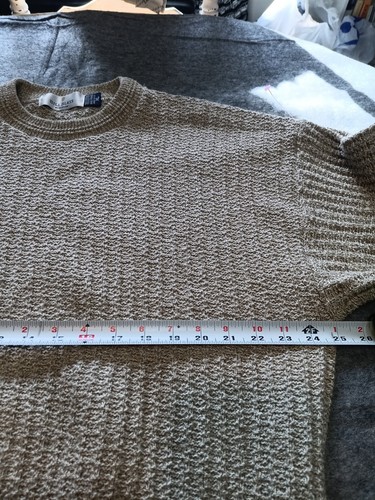 VTG 90s BILL BLASS Crewneck Sweater LOT Textured Knit Beige Oatmeal Grunge Sz XL - Picture 6 of 7