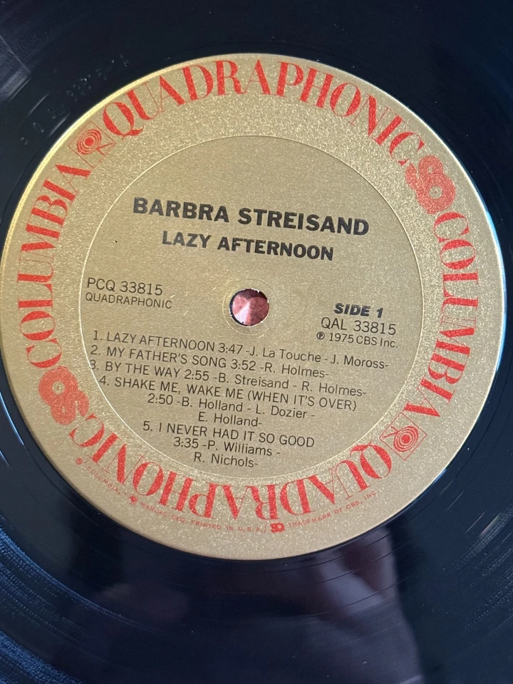 BARBRA STREISAND ~ LAZY AFTERNOON ~ PCQ 33815 ~ 1975 ~ LP ~ Quadraphonic - Image 3 of 4