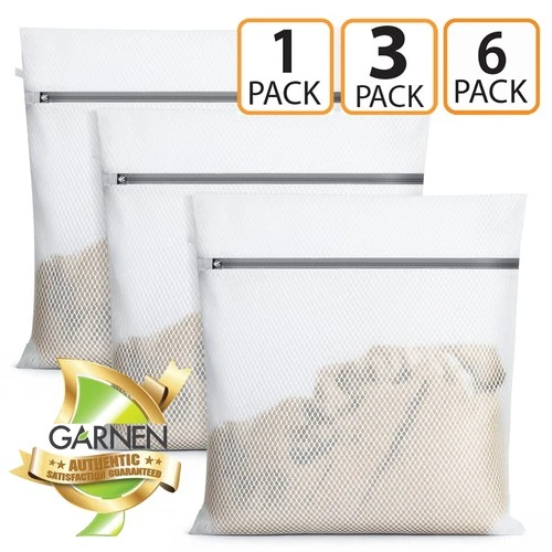 Garnen Mesh Laundry Bags for Delicates Bras, Zipper Washing Net 24"x24" Mesh Bag