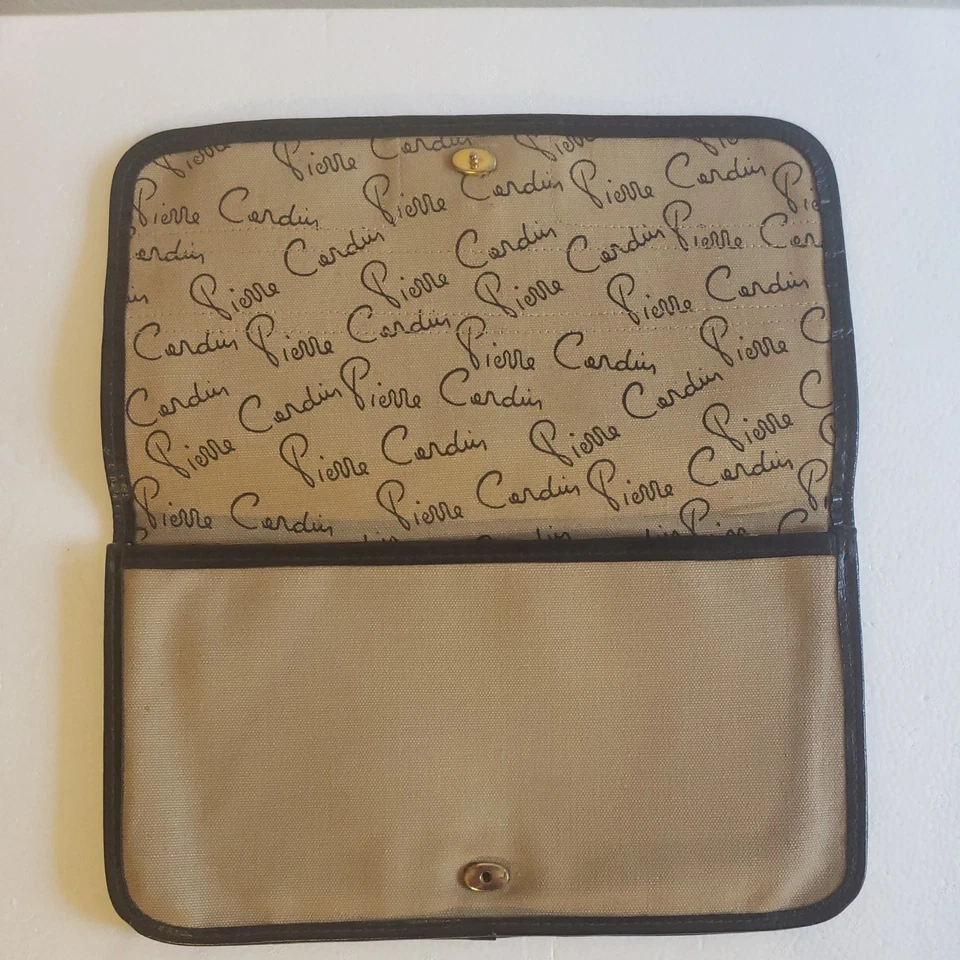 Клатч винтажный Pierre Cardin New York желтовато-коричневый черный кожаный - Изображение 3 из 4