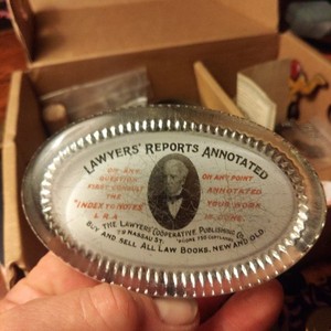 Antique Glass Advertising  Paperweight .The Lawyers Cooperative Publishing Co.