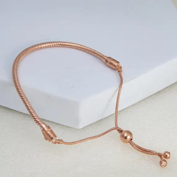 Подлинный слайдер из розового золота регулируемая змеиная цепочка серебро 925 пробы - Изображение 2 из 2