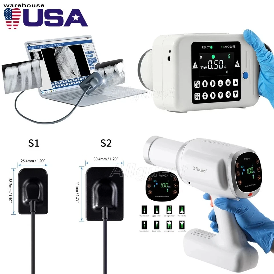 AZDENT Portable Dental X Mobile Unit Ray Digital Machine/with Shield/Sensor Size 1/2