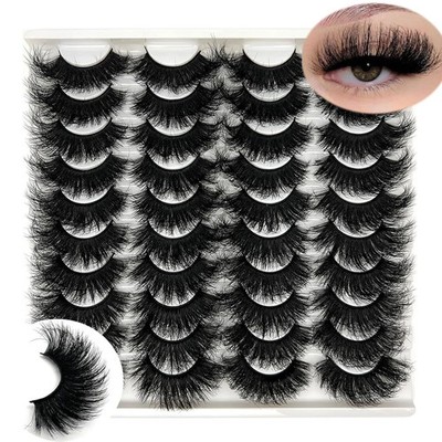 Mink Lashes Fluffy Wispy 20Mm 3D Volume Full Dramatic Faux Mink D Curl Long Stri