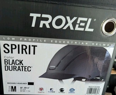 Troxel Spirit Horse Riding Helmet Black Duratec Medium 22''-23 1/8''