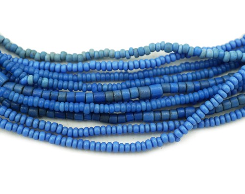 5 Strands of TINY African Ghana Glass beads (2-2.5mm) Tonal Blues (2430A515)