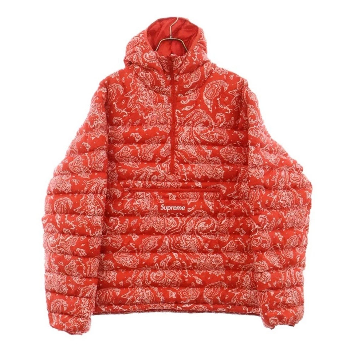 Pull à capuche Supreme micro duvet demi zip rouge cachemire taille M