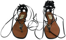 VALENTINO GARAVANI Tribal Black/Brown Leather Gladiator Sandals 37.5 - 7.5 US