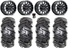 Raceline Trophy 14" Black Wheels 28" Moto MTC Tires Kawasaki Mule Pro FXT KRX /