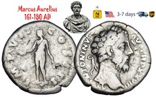 Ancient Roman Empire Coin Silver Denarius Marcus Aurelius 161 180 AD #33577